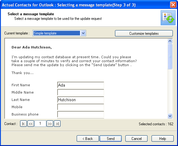 Actual Contacts for Outlook Screenshot